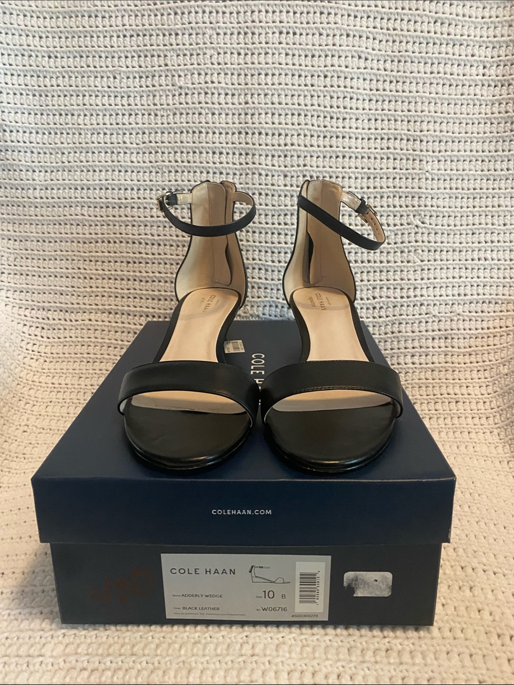 Cole Haan Black Leather Ankle-Strap Heels